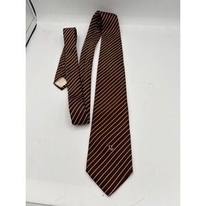 Christian Dior Silk Striped Necktie Brown Orange White Logo